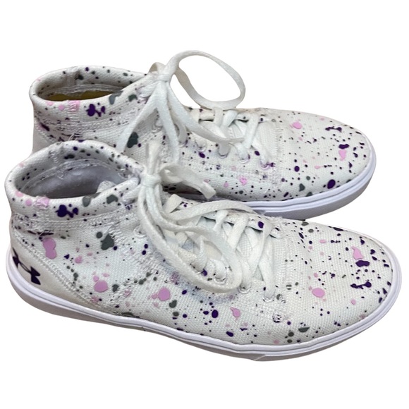 Under Armour Kick It 2 Splatter Mid Top Sneakers Size 2.5 Youth - Picture 2 of 9